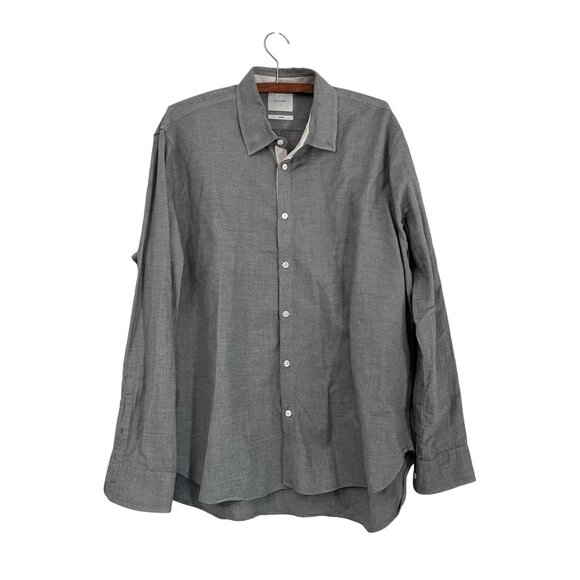 Billy Reid Gray Cotton Woven Standard Long Sleeve Button Dress Shirt Size Large - Picture 1 of 6